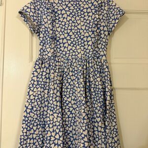 Blue Heart-Print Casual Kids Dress - Brand